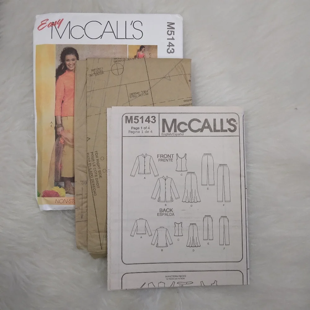 MCCALL'S M5143 Sz 14-20 Misses Casual Wardrobe Jacket (2 Lengths) Top Skirt Pant